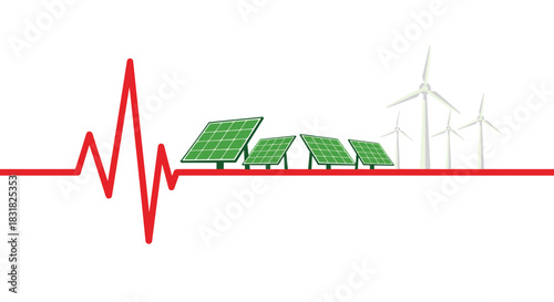 Renewable Energy Heartbeat Symbolizing Sustainable Future, Generative AI.