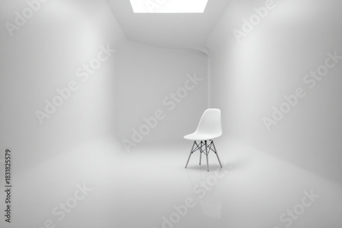 Minimalist White Chair in Empty Room