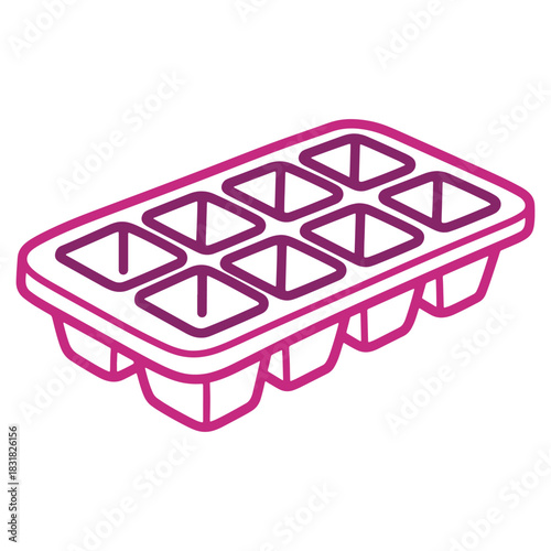 Isolated purple ice cube tray illustration for summer refreshment and cold beverages with multiple square shaped compartments