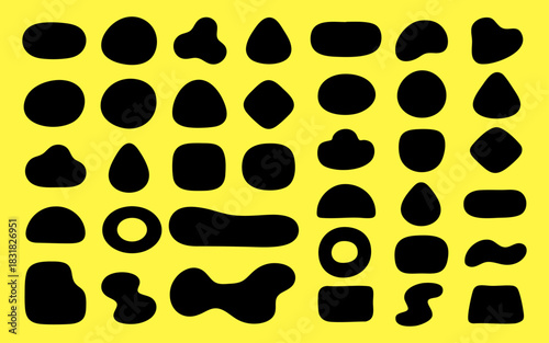 Abstract organic blob shape vector set with smooth rounded silhouettes for branding, backgrounds, posters, social media graphics, packaging, templates, and modern minimalist design projects