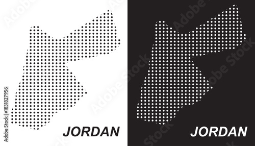 Jordan Dot Map Vector, Digital Geometric Silhouette, Infographic Template, Point Scale Technology Concept, Middle East Country EPS