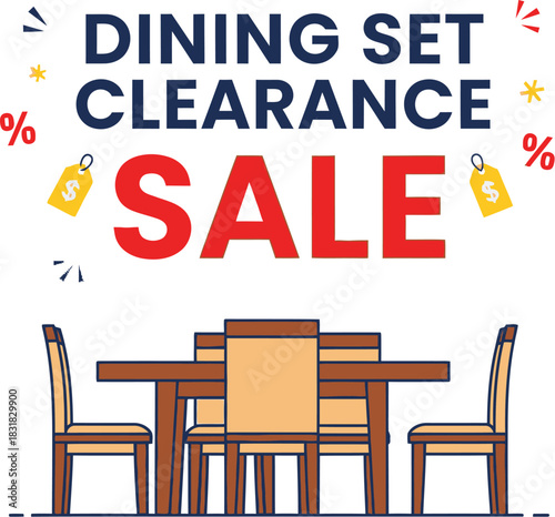 Dining set clearance sale with table and chairs isolated on white background