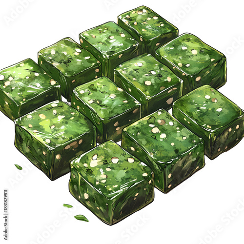 Green textured square shapes background