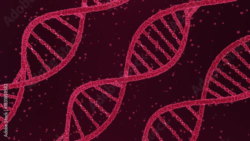 3d structure of neon glowing DNA strands isolated on dark  background 8k illustration. Medical science, genetic biotechnology, chemistry biology, gene cell concept ,...