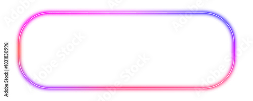 Glowing neon frame in pink, blue, and purple overlap with motion blur. Abstract circular shapes create futuristic energy. Perfect for sci-fi artwork. PNG