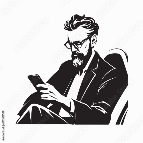 Professional reading phone messages image vector on white background