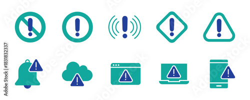 Alert and Warning line icon set. Set of 10 outline icons related to alert sign, warning, danger, hazard, attention sign, caution and others. Editable stroke. Vector illustration.