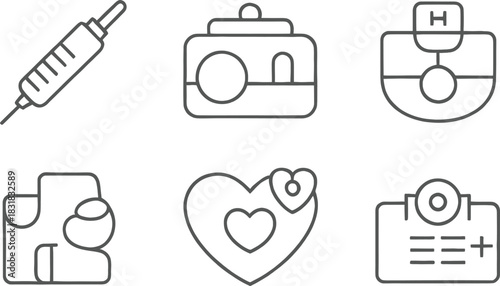Medical & Healthcare Line Icons Set | Hospital, Heart Care, Injection, Doctor Tools Vector