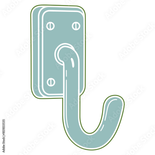 Vintage blue metal hook design vector for home organization and space saving solutions providing a minimalist aesthetic