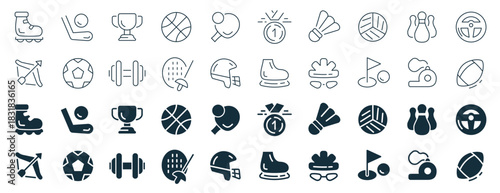 Sport excellent icons collection in two different styles