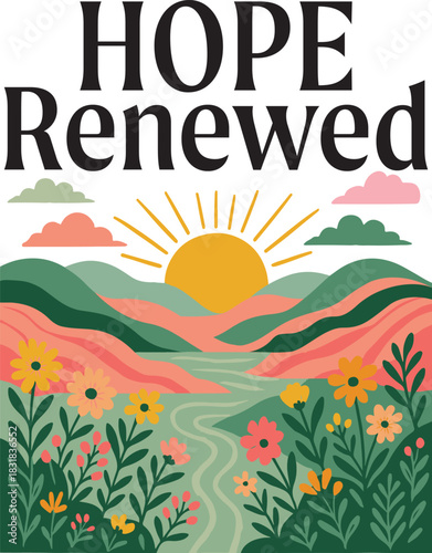 Hope Renewed Shirt Design, Christian Retro Folk Art, Bible Verse Shirt, Scripture Quote T-shirt, Retro Vintage Faith Religious Illustration