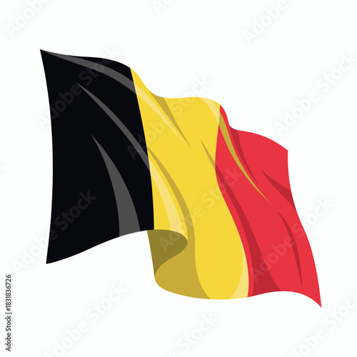Waving Belgian Flag Vector Illustration - National Identity