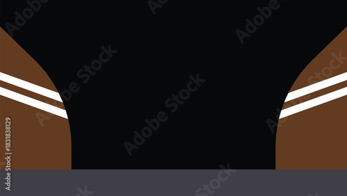 Modern Abstract Brown and Black Background with White Striped Arches for Minimalist Digital Design and Luxurious Template