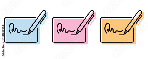 Electronic signature icon set, digital signature icon vector set in trendy flat style illustration isolated on white background.