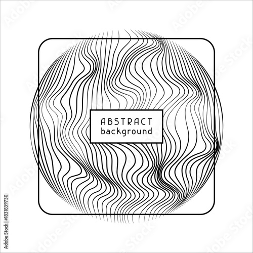 Particles and wavy lines in shape. Linear wave style.