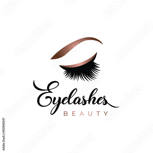Beautiful and luxurious and modern women's eyelashes and eyebrows Logo Design. Logo for business, beauty salon, makeup, eyelash shop.