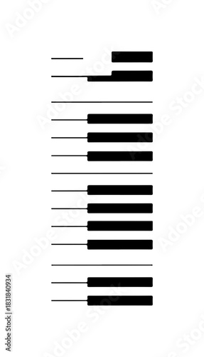 Dynamic piano keys graphic element for musical themes and creative projects