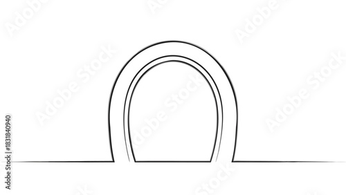Minimalist abstract outline of a double archway or portal with a clean white background and subtle shadow effect