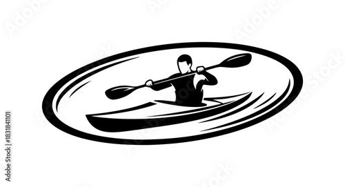 Adventurous kayaker paddling with skill, perfect for outdoor sports promotions