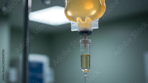 Close-up of Intravenous Drip in Hospital Room: Medical Treatment and Healthcare Concepts with