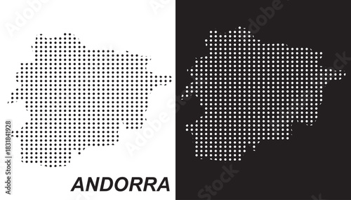 Andorra Dot Map Vector, Digital Geometric Silhouette, Infographic Template, Point Scale Technology Concept, Europe Country EPS