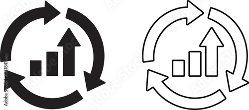 Recycle Arrow Chart Icon. Concept of Circular Economy, Sustainable Growth, Continuous Improvement, or Business Cycle.