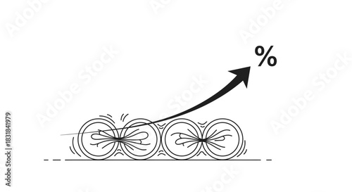 Financial growth concept with percentage increase.