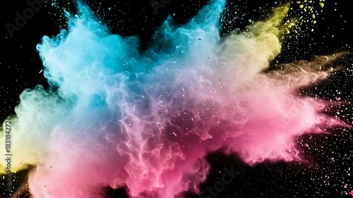 Colorful Powder Explosion on Black Background - Creative Visual Effects for Art Projects