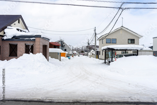 A street scene in Sapporo with heavy snowfall