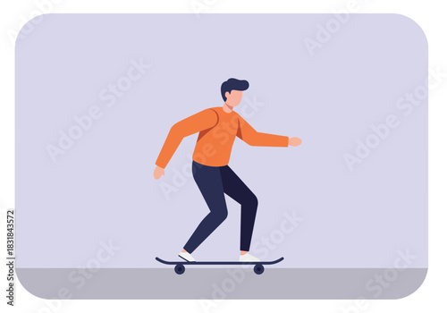 Young man skateboarding, a casual urban sport and modern lifestyle activity