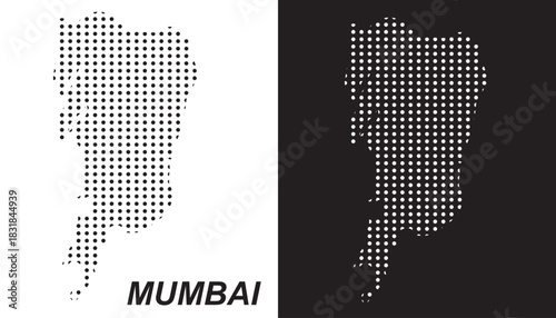 Mumbai Dot Map Vector, India Territory Digital Geometric Silhouette, Infographic Template, Point Scale Technology Concept EPS