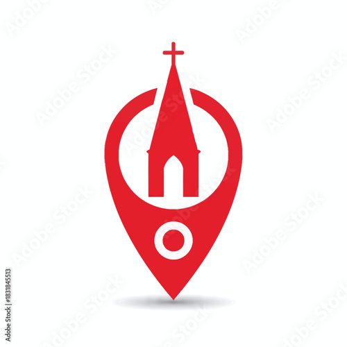 Church Location Pin Icon, map pointer icons