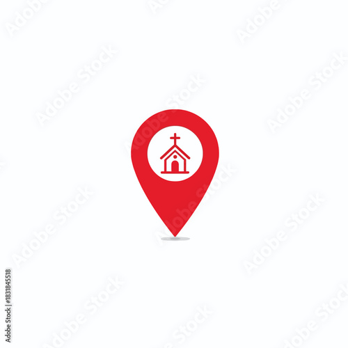 Church Location Pin Icon, map pointer icons