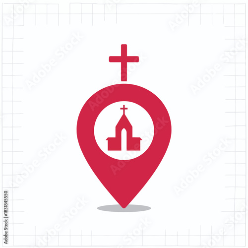 Church Location Pin Icon, map pointer icons