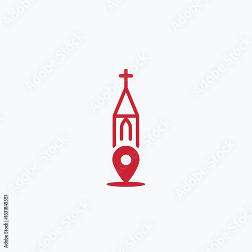 Church Location Pin Icon, map pointer icons