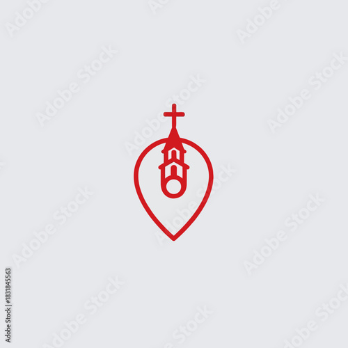 Church Location Pin Icon, map pointer icons