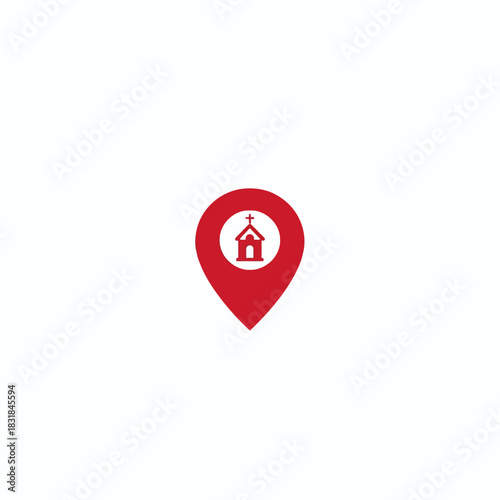 Church Location Pin Icon, map pointer icons