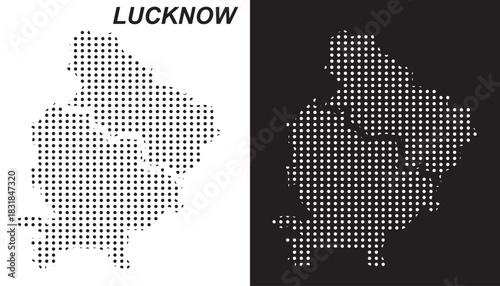 Lucknow Dot Map Vector, India Territory Digital Geometric Silhouette, Infographic Template, Point Scale Technology Concept EPS