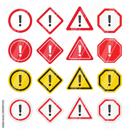 Free Download Set of Hazard Warning Attention Sign Vector Illustration - GFXLoad