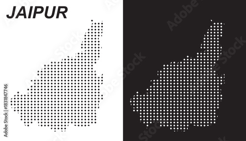 Jaipur Dot Map Vector, India Territory Digital Geometric Silhouette, Infographic Template, Point Scale Technology Concept EPS