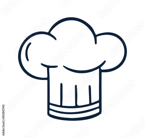 Chef hat is drawn with lines. It is suitable for mediterranean cuisine menu decoration or icon to represent cooking.