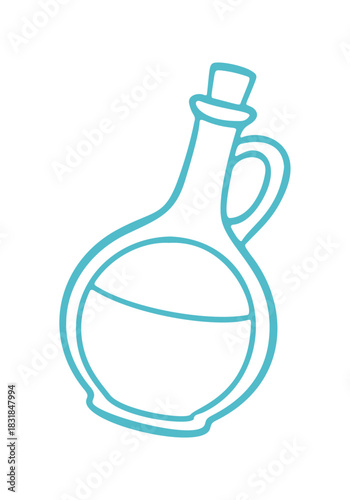 This shows a simple, hand drawn vector graphic of a decanter used for olive oil in Mediterranean cuisine.
