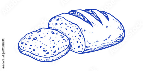 A hand-drawn style illustration shows a sliced piece of bread next to the loaf.