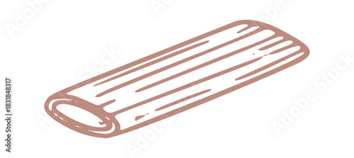 A simple, hand drawn illustration of rigatoni pasta. This vector graphic is great for menus and Mediterranean themed projects.