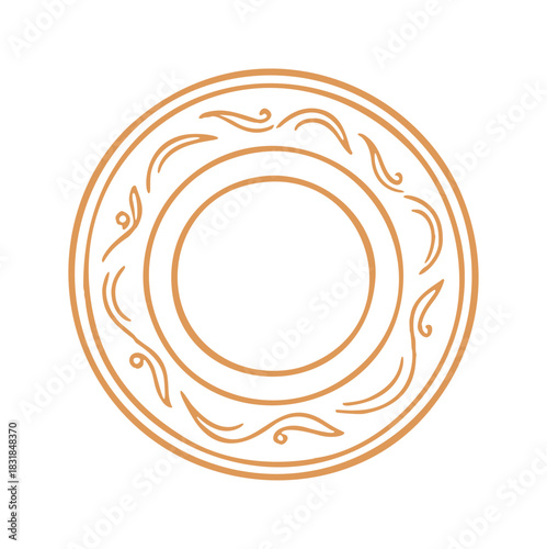 Simple hand-drawn circular design with mediterranean-style embellishments creates a delicate and artistic doodle.