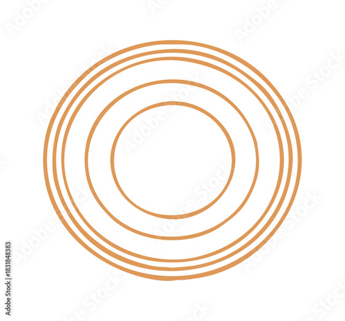 A simple hand drawn circular design features several rings, resembling a sun in a mediterranean style with line elements.