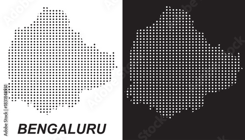 Bengaluru Dot Map Vector, India Territory Digital Geometric Silhouette, Infographic Template, Point Scale Technology Concept EPS