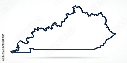 Outline map of Kentucky state on white background image