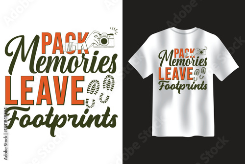 Travel graphic with camera hands footprints and text