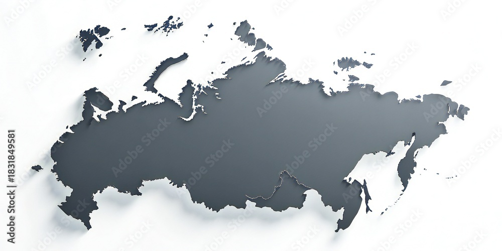Naklejka premium Russia Map with Shadow on White Background outline
